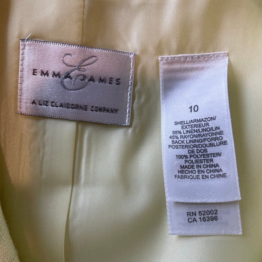 Emma James Linen Blend Blazer Butter Yellow Sz 10 Jacket 3/4 Sleeves Career - Picture 4 of 9